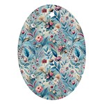 Floral Background Wallpaper Flowers Bouquet Leaves Herbarium Seamless Flora Bloom Oval Ornament (Two Sides)