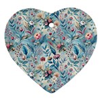 Floral Background Wallpaper Flowers Bouquet Leaves Herbarium Seamless Flora Bloom Heart Ornament (Two Sides)