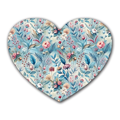 Floral Background Wallpaper Flowers Bouquet Leaves Herbarium Seamless Flora Bloom Heart Mousepad from ZippyPress Front