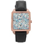 Floral Background Wallpaper Flowers Bouquet Leaves Herbarium Seamless Flora Bloom Rose Gold Leather Watch 