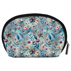 Floral Background Wallpaper Flowers Bouquet Leaves Herbarium Seamless Flora Bloom Accessory Pouch (Large) from ZippyPress Back