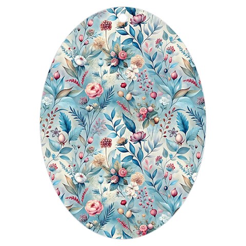 Floral Background Wallpaper Flowers Bouquet Leaves Herbarium Seamless Flora Bloom UV Print Acrylic Ornament Oval from ZippyPress Front
