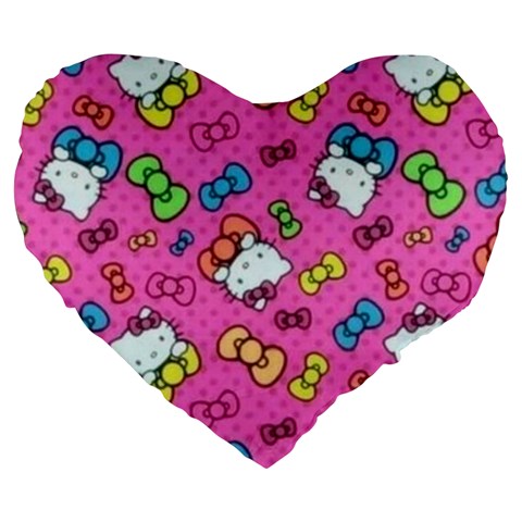 Hello Kitty, Cute, Pattern Large 19  Premium Flano Heart Shape Cushions from ZippyPress Front
