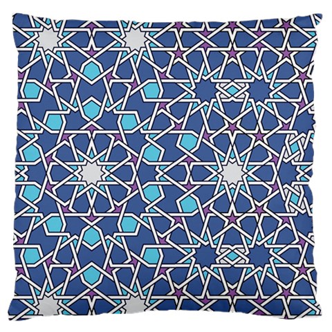 Islamic Ornament Texture, Texture With Stars, Blue Ornament Texture Large Premium Plush Fleece Cushion Case (One Side) from ZippyPress Front