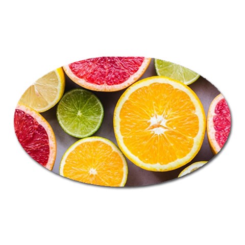 Oranges, Grapefruits, Lemons, Limes, Fruits Oval Magnet from ZippyPress Front