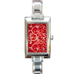Patterns, Corazones, Texture, Red, Rectangle Italian Charm Watch
