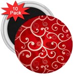 Patterns, Corazones, Texture, Red, 3  Magnets (10 pack) 