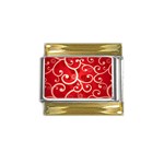 Patterns, Corazones, Texture, Red, Gold Trim Italian Charm (9mm)