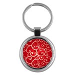 Patterns, Corazones, Texture, Red, Key Chain (Round)