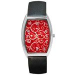 Patterns, Corazones, Texture, Red, Barrel Style Metal Watch
