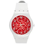 Patterns, Corazones, Texture, Red, Round Plastic Sport Watch (M)