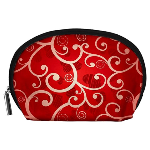 Patterns, Corazones, Texture, Red, Accessory Pouch (Large) from ZippyPress Front