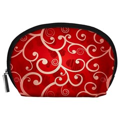 Patterns, Corazones, Texture, Red, Accessory Pouch (Large) from ZippyPress Front
