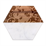 Patterns, Corazones, Texture, Red, Marble Wood Coaster (Hexagon) 