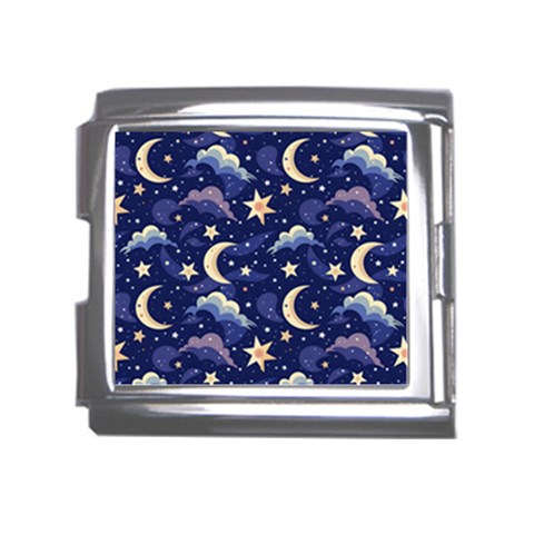 Night Moon Seamless Background Stars Sky Clouds Texture Pattern Mega Link Italian Charm (18mm) from ZippyPress Front