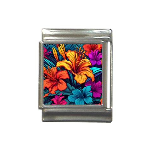 Hibiscus Flowers Colorful Vibrant Tropical Garden Bright Saturated Nature Italian Charm (13mm) from ZippyPress Front