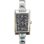 Rebel Life: Typography Black and White Pattern Rectangle Italian Charm Watch