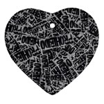 Rebel Life: Typography Black and White Pattern Ornament (Heart)
