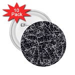 Rebel Life: Typography Black and White Pattern 2.25  Buttons (10 pack) 