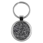 Rebel Life: Typography Black and White Pattern Key Chain (Round)