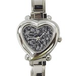 Rebel Life: Typography Black and White Pattern Heart Italian Charm Watch