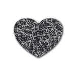 Rebel Life: Typography Black and White Pattern Rubber Heart Coaster (4 pack)