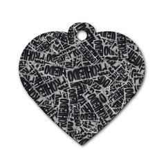 Rebel Life: Typography Black and White Pattern Dog Tag Heart (Two Sides) from ZippyPress Back