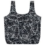 Rebel Life: Typography Black and White Pattern Full Print Recycle Bag (XL)
