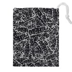 Rebel Life: Typography Black and White Pattern Drawstring Pouch (4XL)