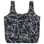 Rebel Life: Typography Black and White Pattern Full Print Recycle Bag (XXL)
