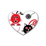 Cat Little Ball Animal Rubber Heart Coaster (4 pack)