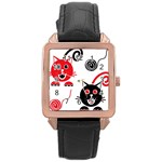 Cat Little Ball Animal Rose Gold Leather Watch 