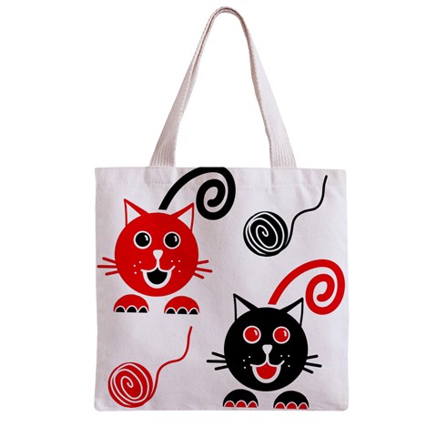 Cat Little Ball Animal Zipper Grocery Tote Bag from ZippyPress Front