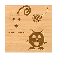 Cat Little Ball Animal Bamboo Coaster Set from ZippyPress Coaster 1