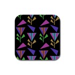 Abstract Pattern Flora Flower Rubber Square Coaster (4 pack)
