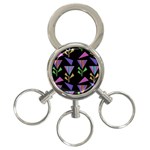 Abstract Pattern Flora Flower 3-Ring Key Chain