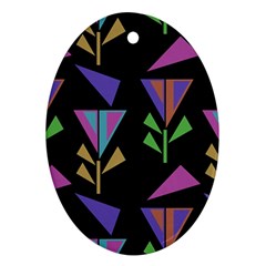 Abstract Pattern Flora Flower Oval Ornament (Two Sides) from ZippyPress Front