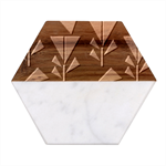 Abstract Pattern Flora Flower Marble Wood Coaster (Hexagon) 