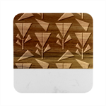Abstract Pattern Flora Flower Marble Wood Coaster (Square)
