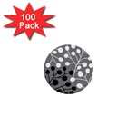 Abstract Nature Black White 1  Mini Buttons (100 pack) 