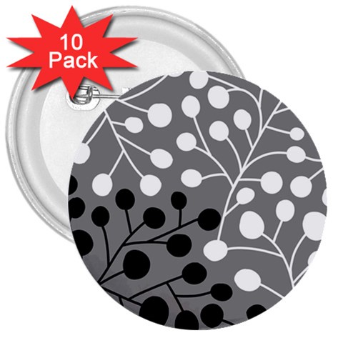 Abstract Nature Black White 3  Buttons (10 pack)  from ZippyPress Front