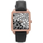 Abstract Nature Black White Rose Gold Leather Watch 