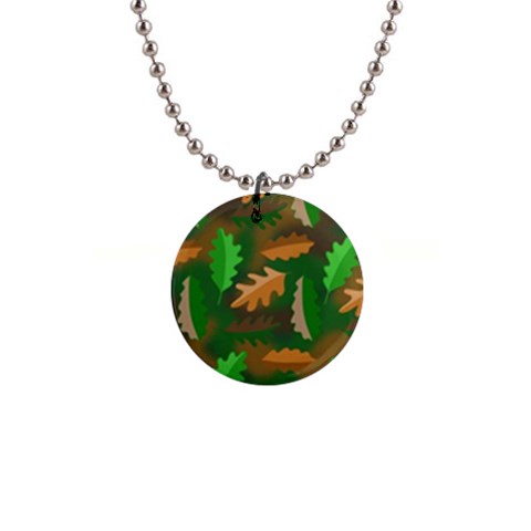 Leaves Foliage Pattern Oak Autumn 1  Button Necklace from ZippyPress Front