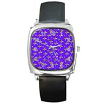 Abstract Background Cross Hashtag Square Metal Watch