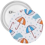 Rain Umbrella Pattern Water 3  Buttons