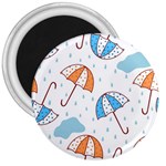 Rain Umbrella Pattern Water 3  Magnets