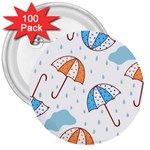 Rain Umbrella Pattern Water 3  Buttons (100 pack) 