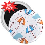 Rain Umbrella Pattern Water 3  Magnets (100 pack)