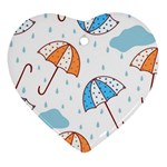Rain Umbrella Pattern Water Heart Ornament (Two Sides)