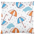 Rain Umbrella Pattern Water Standard Premium Plush Fleece Cushion Case (One Side)